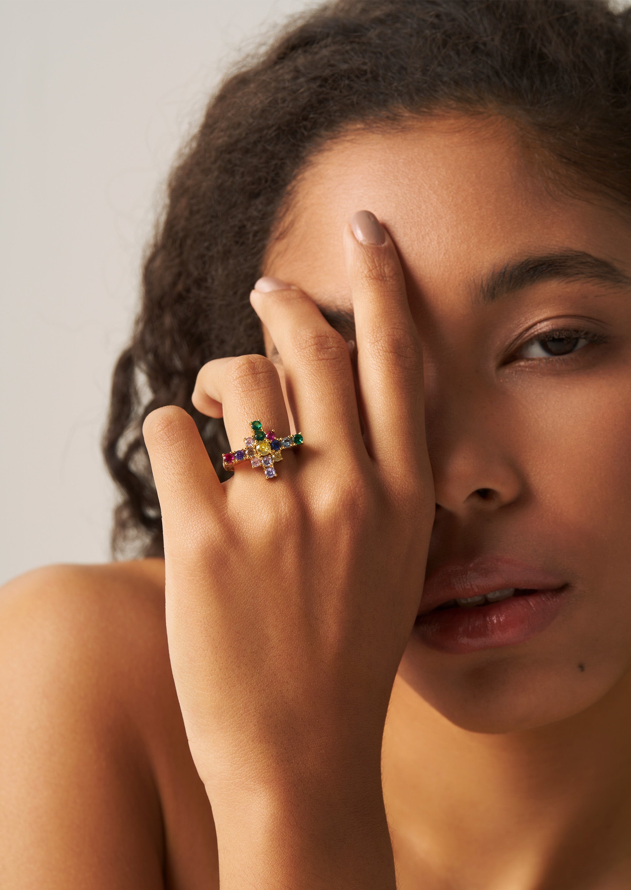 Iridescent Cross Ring