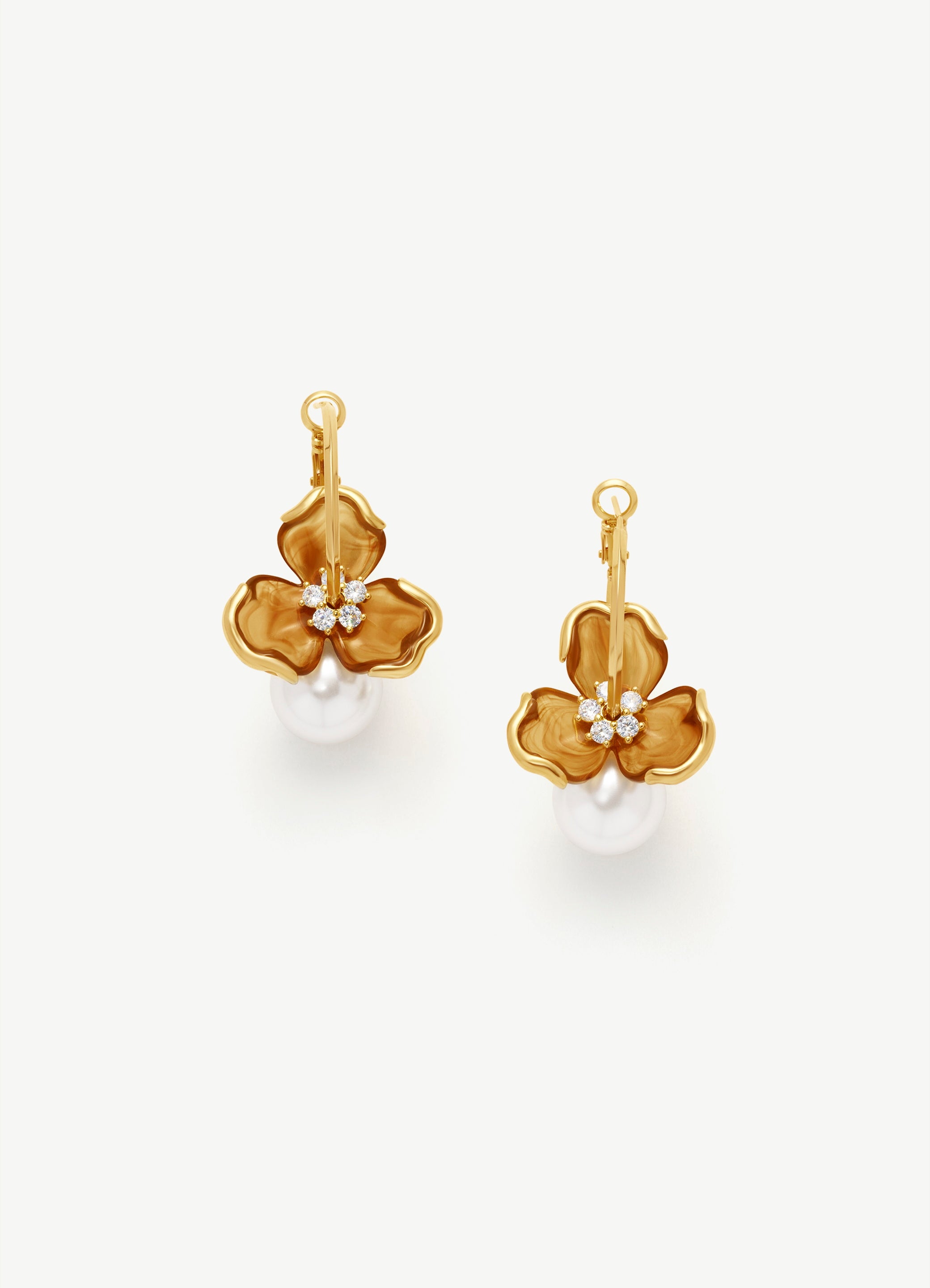 Flower Pearl Hoop Earrings