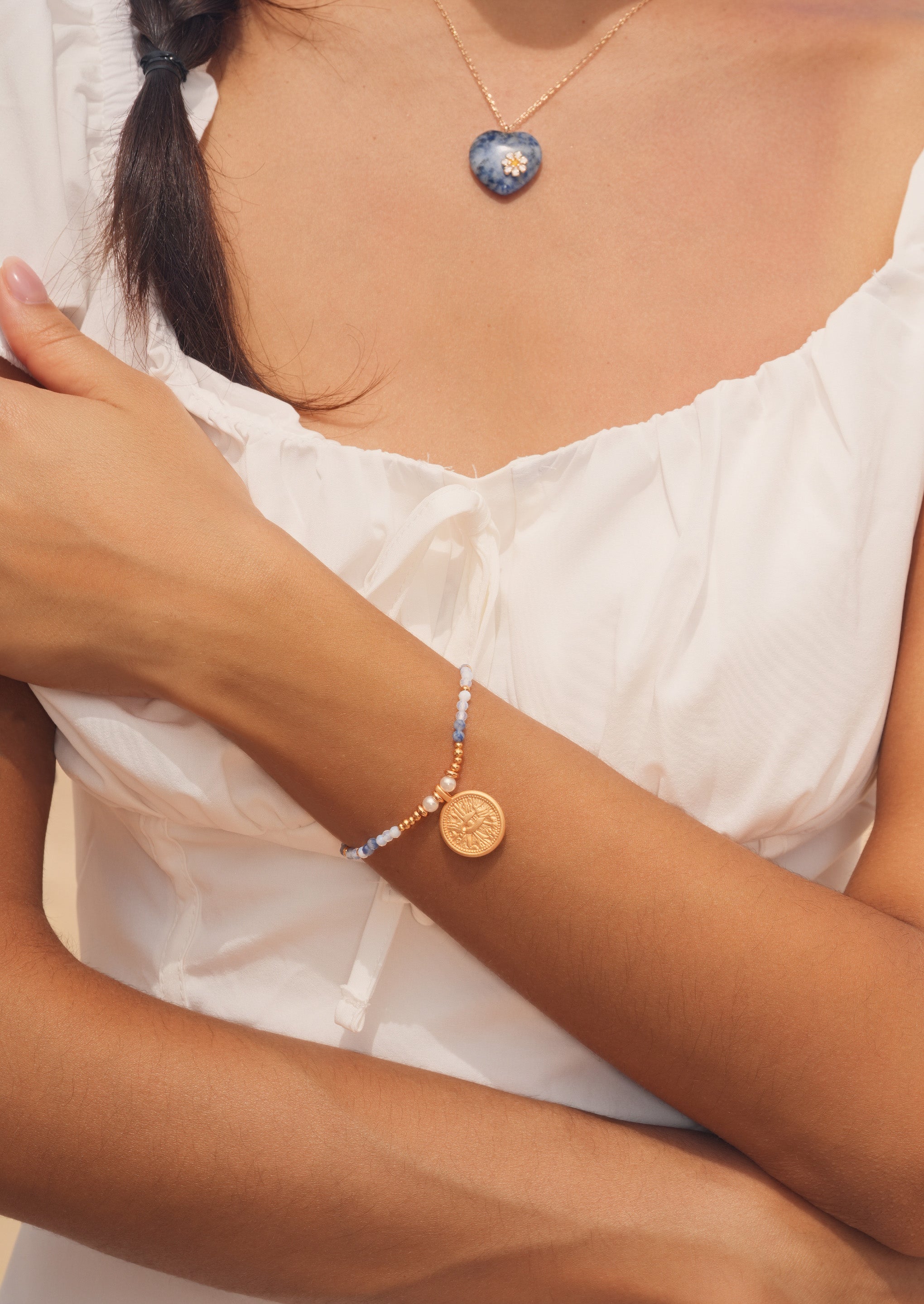 Coin Charm Beaded Bracelet