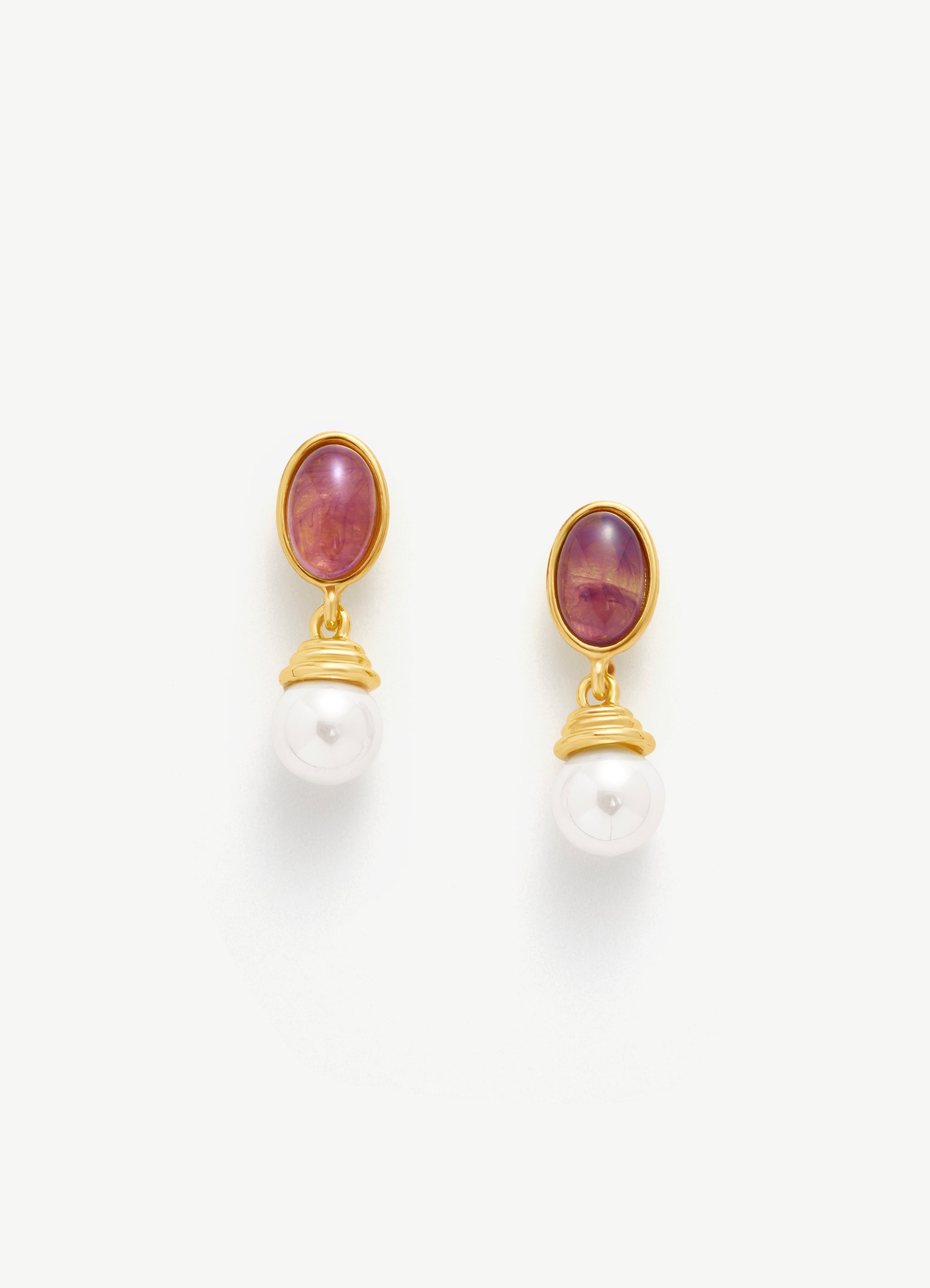 Oval Pearl Drop Earrings