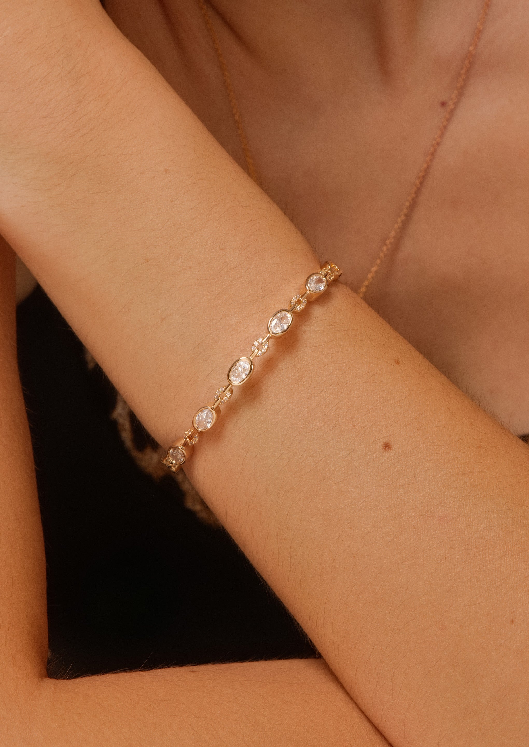 Oval Gemstone Cuff Bracelet