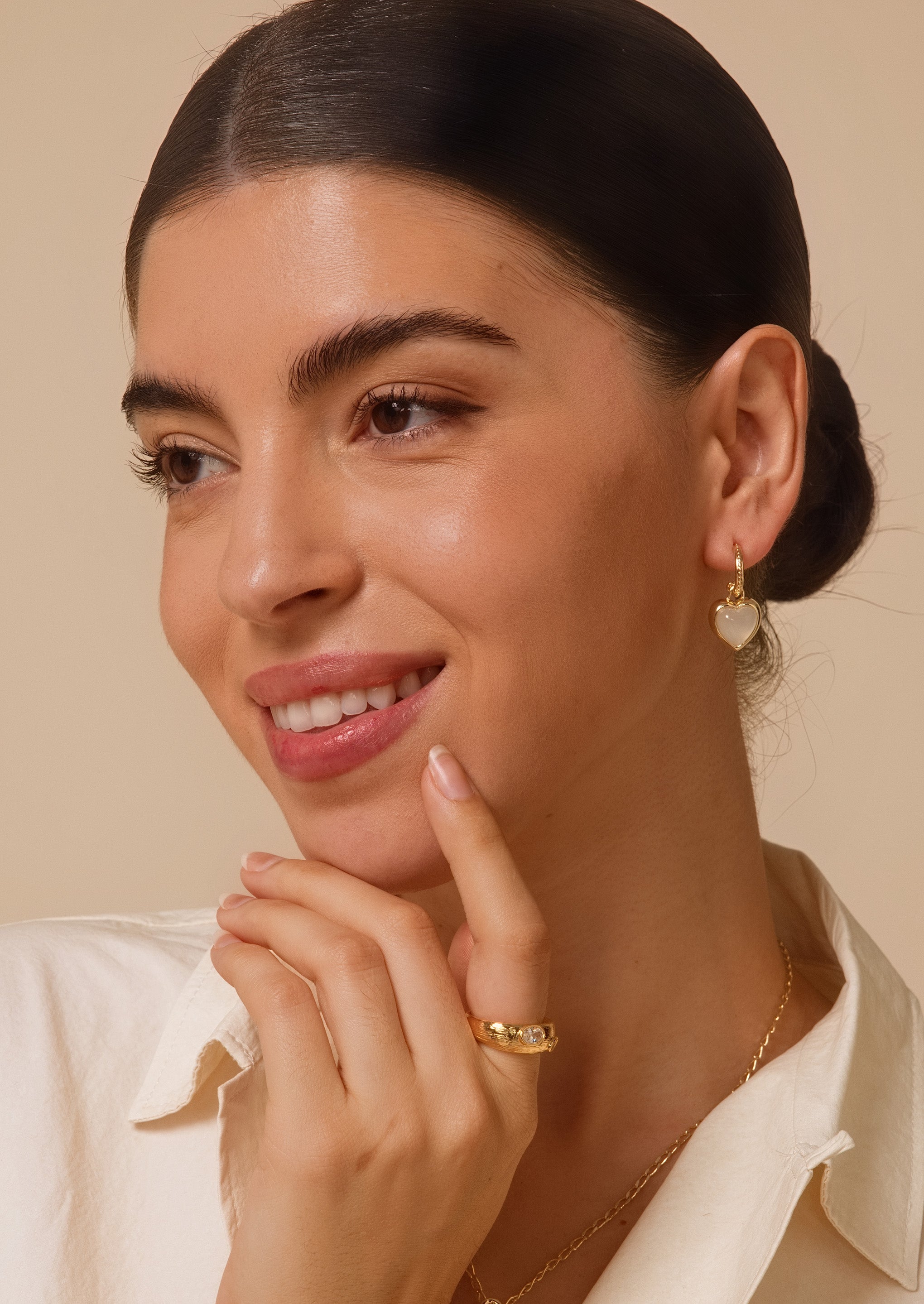 Heart Jade Hoop Earrings