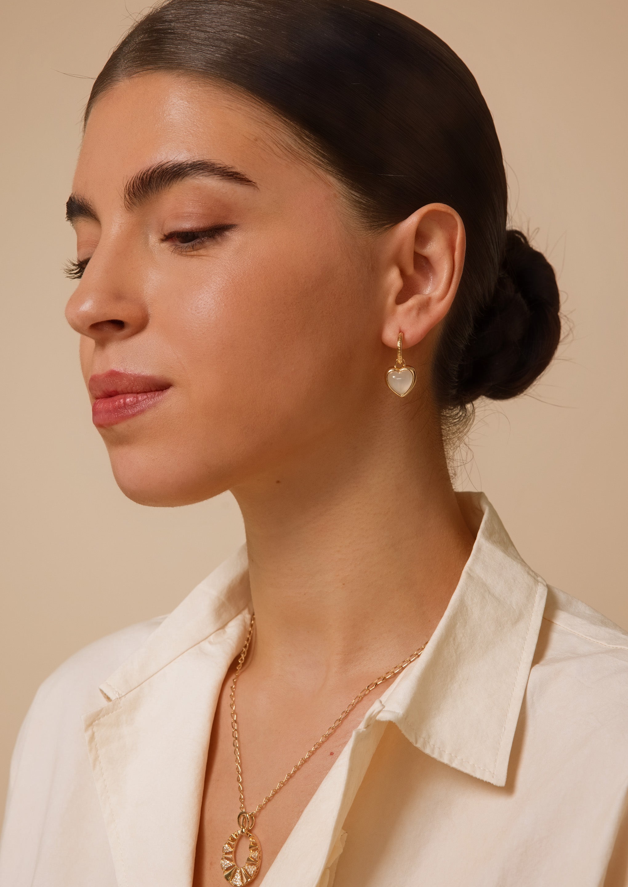 Heart Jade Hoop Earrings