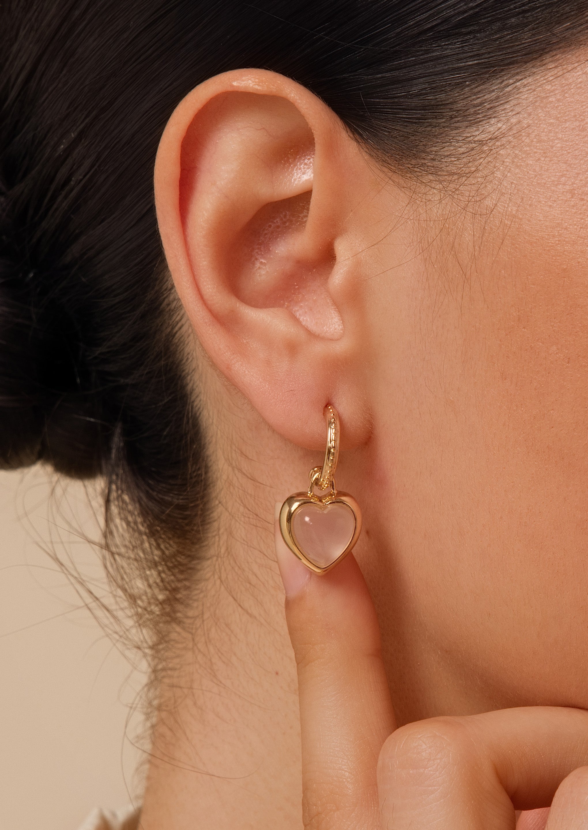 Heart Jade Hoop Earrings