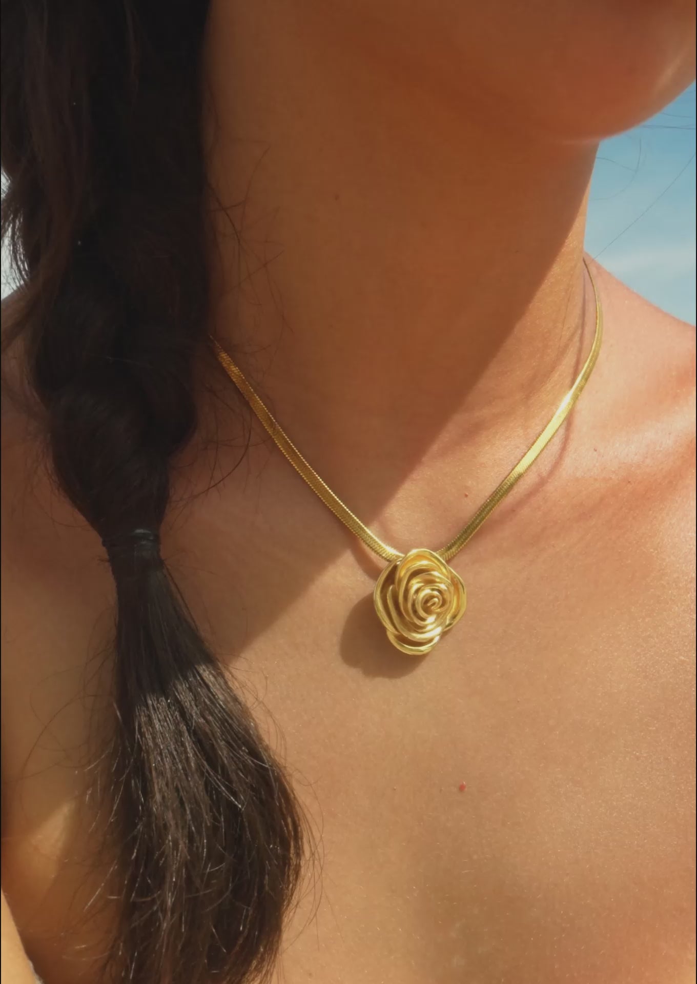 Golden Rose Pendant Necklace