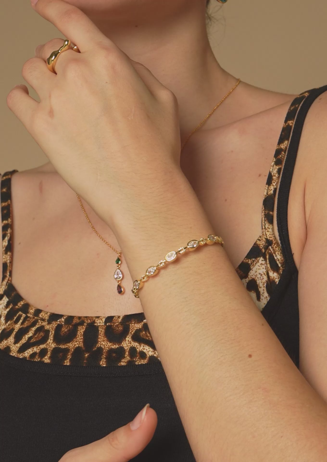 Oval Gemstone Cuff Bracelet